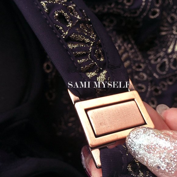 Gold Embroidered Tulle One-piece Swimsuit - Picture 5 of 15